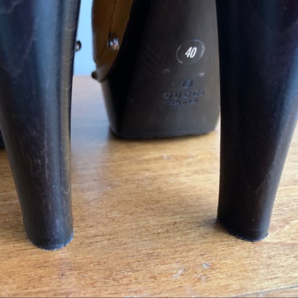 Gucci | Leather Platform Wooden GG Horsebit Mules - Picture 11 of 16